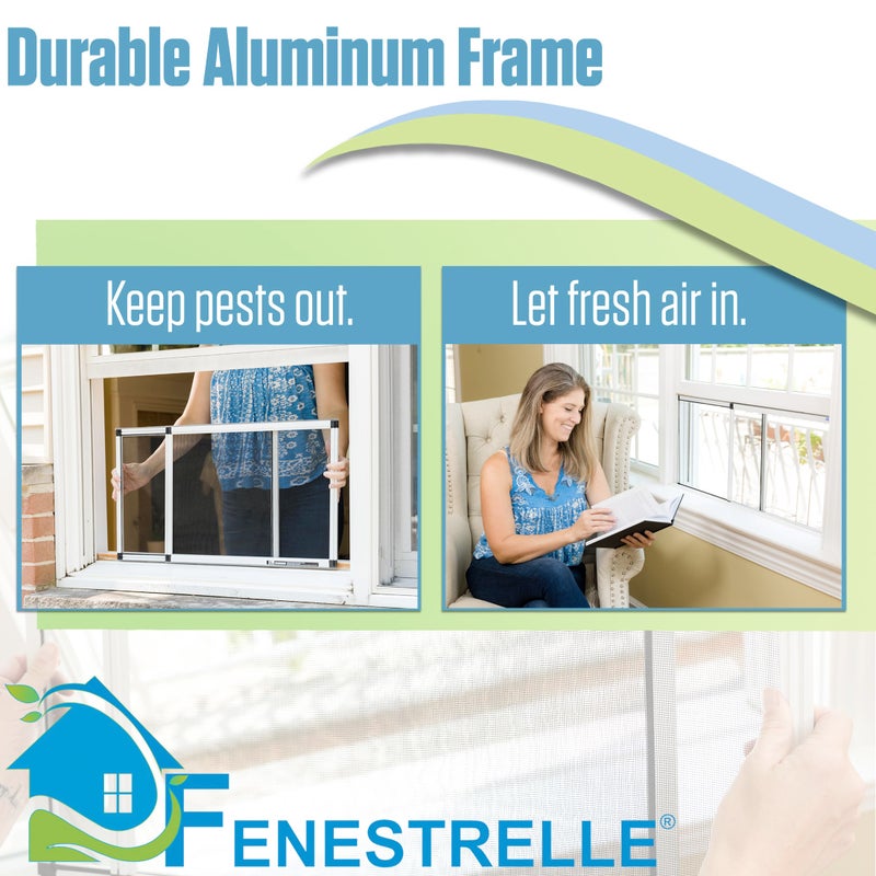 Fenestrelle Expandable Window Screen â€“ 15â€³ H Ã— 21â€³â€“40â€³ W Horizontal, 2â€‘Way Adjustable Window Screen with Flame Resistant Fiberglass Mesh, Pack of 2 - Image 4